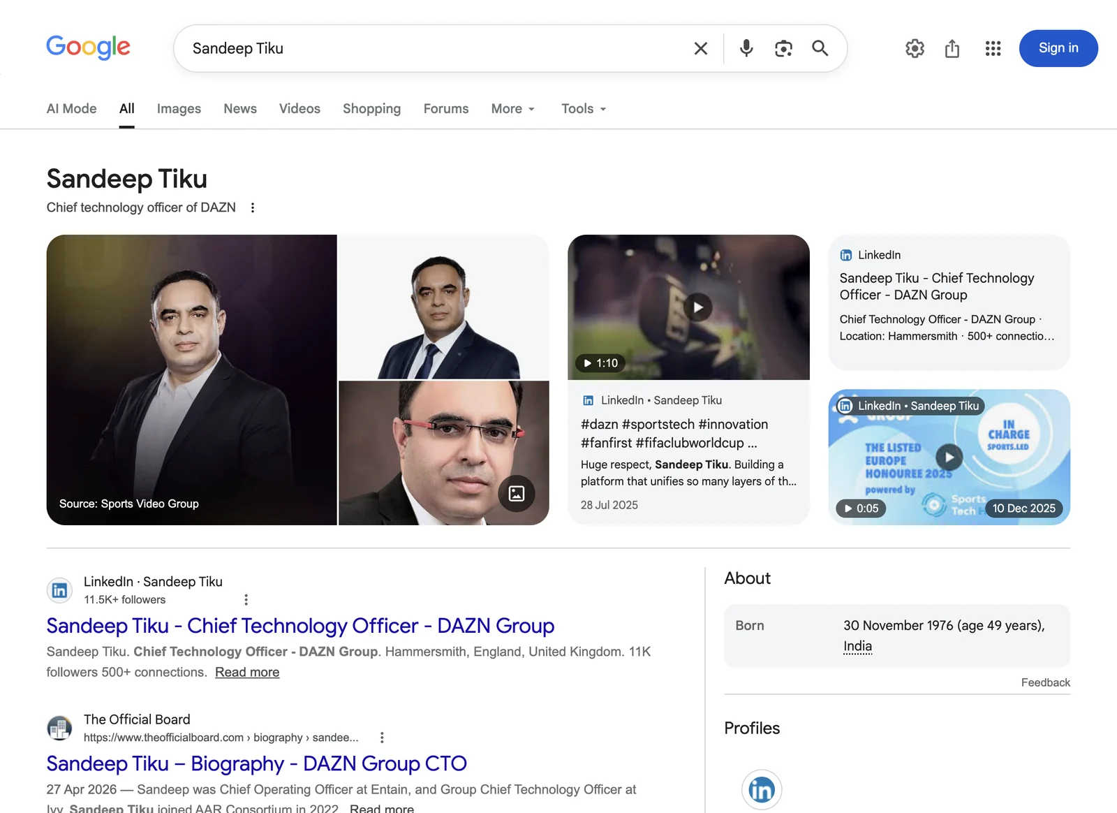 Google search result comparison